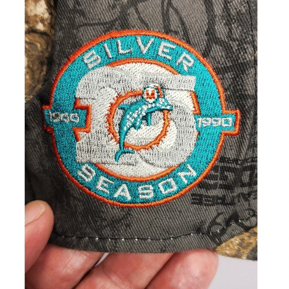 New Era 59FIFTY Miami Dolphins Realtree Camo Hat 7 3/8 Silver Season Patch NFL
